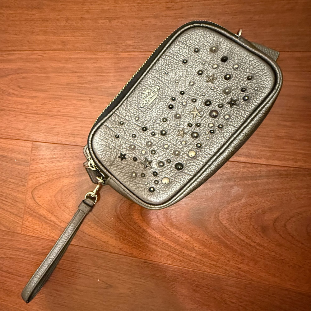 Coach Metallic Studded Wristlet